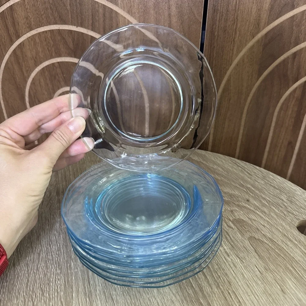 Vintage Fostoria Fairfax Azure Blue 8 Bread Plates